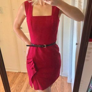 Express Sheath Ruched Red Cocktail Mini Dress